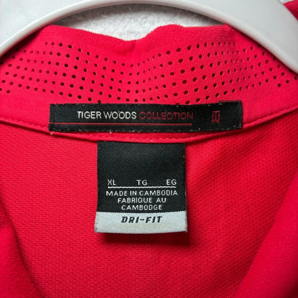 Nike Tiger Woods Collection Golf Polo Shirt Men XL Red Black Stretch 518102-694